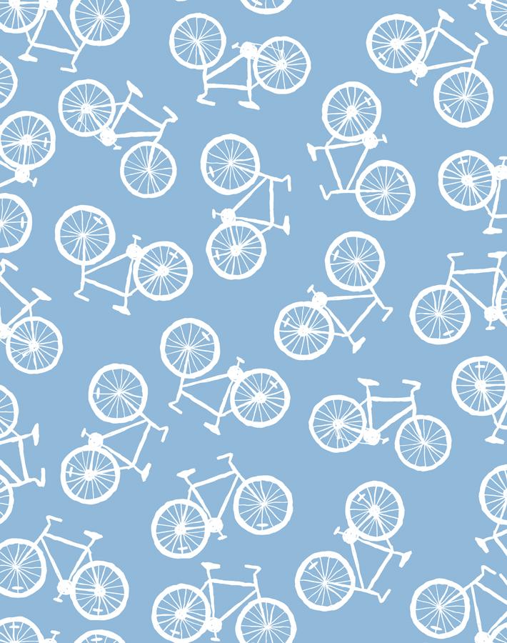 'Bicycles' Wallpaper by Tea Collection - Cornflower