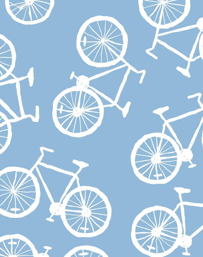'Bicycles' Wallpaper by Tea Collection - Cornflower