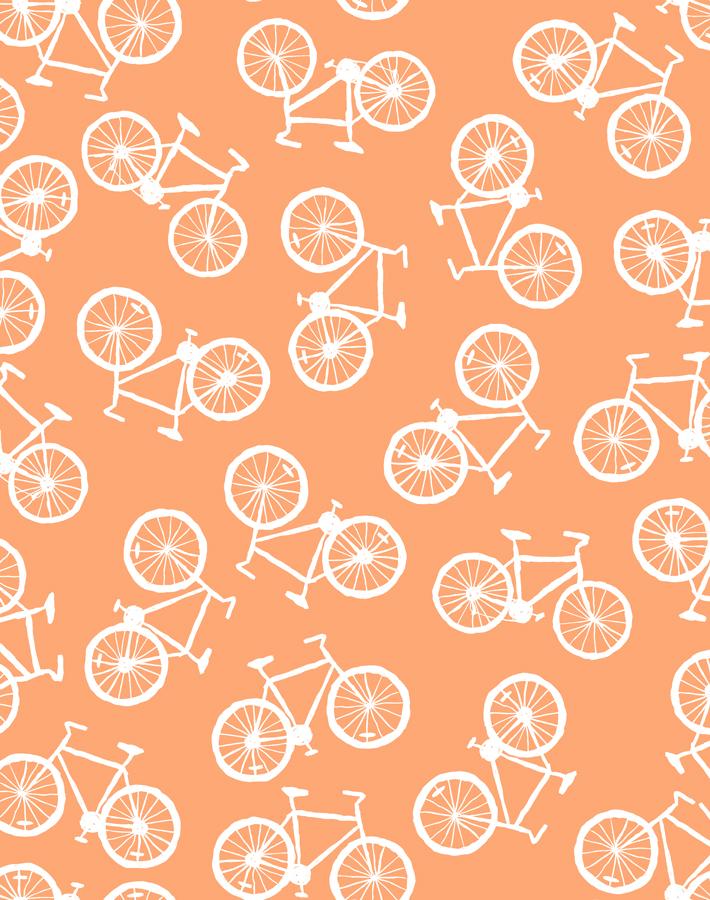 'Bicycles' Wallpaper by Tea Collection - Creamsicle