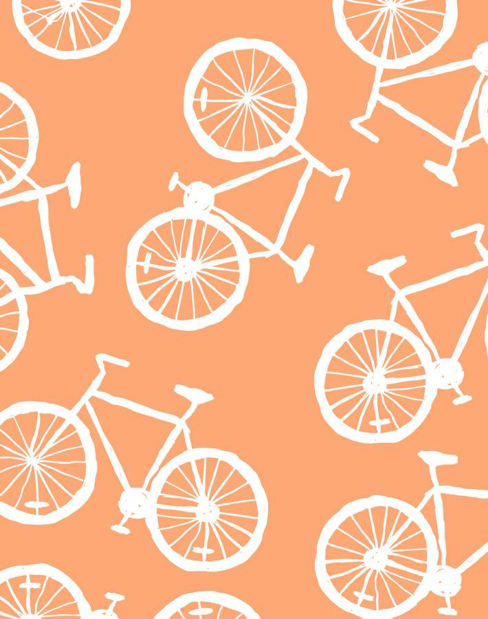 'Bicycles' Wallpaper by Tea Collection - Creamsicle