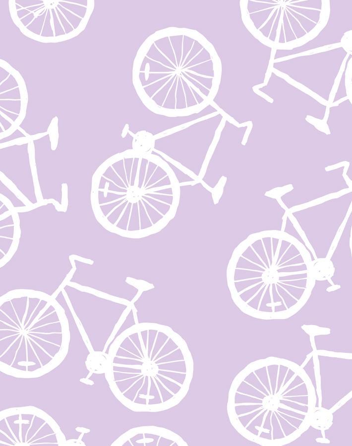 'Bicycles' Wallpaper by Tea Collection - Lavender