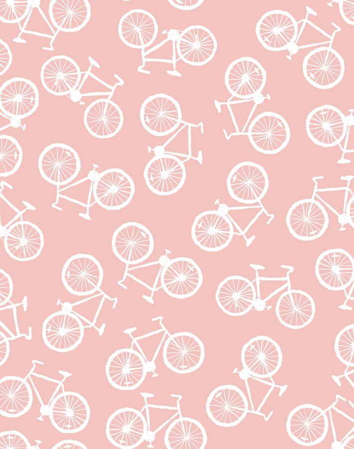 'Bicycles' Wallpaper by Tea Collection - Pink