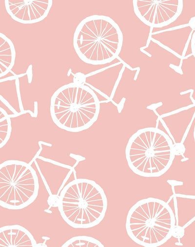 'Bicycles' Wallpaper by Tea Collection - Pink