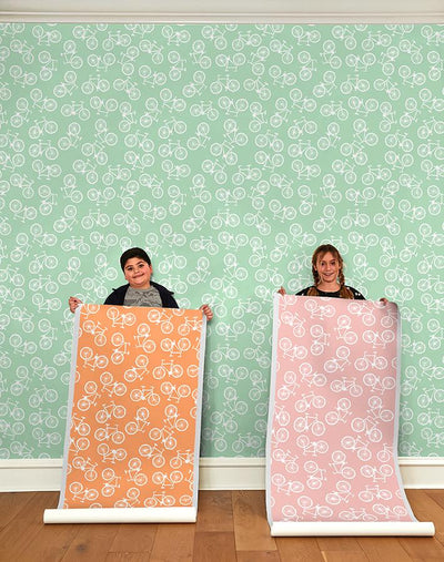 'Bicycles' Wallpaper by Tea Collection - Creamsicle