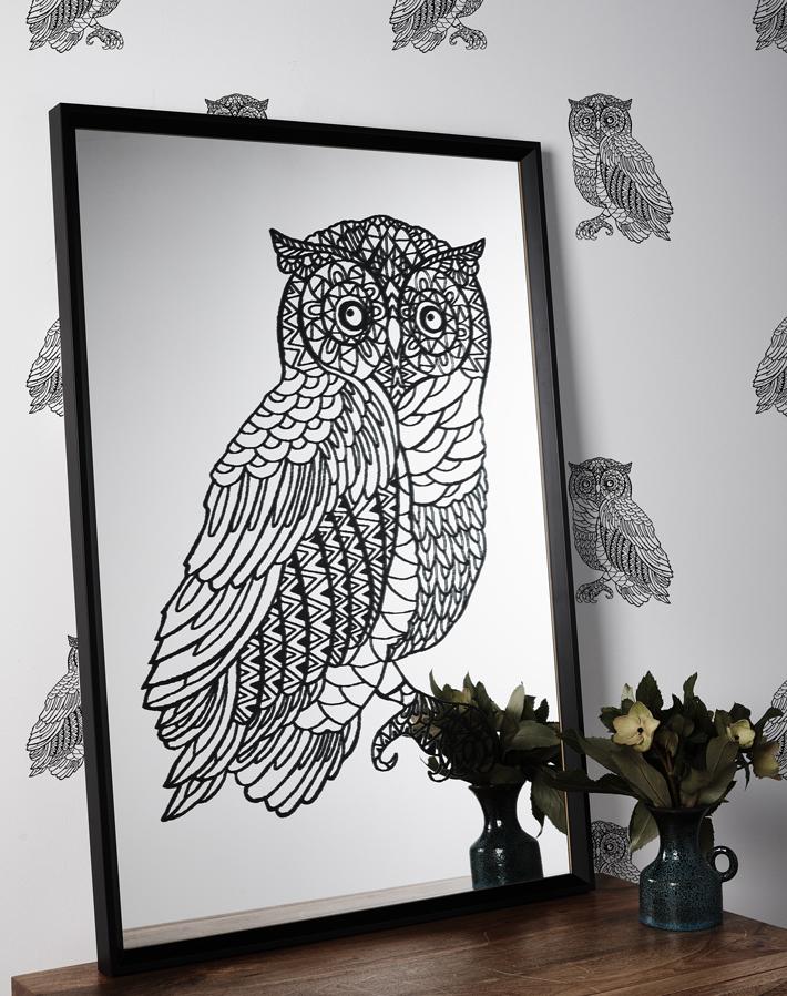 Artshoppe Black Owl Mirror