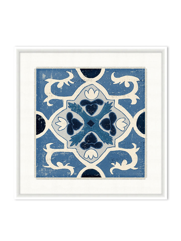 'Blue Talavera Tile Baja' on Canvas by Nathan Turner Framed Art