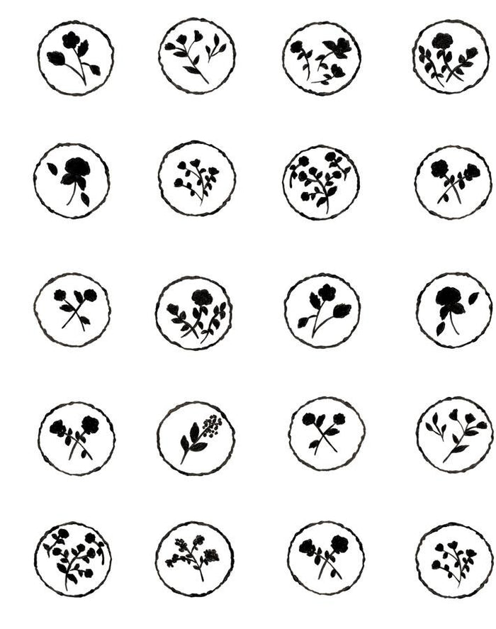 'Bonbon Floral' Wallpaper by Carly Beck - Black / White