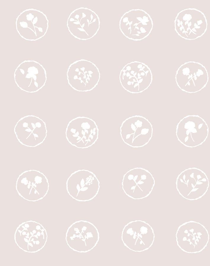 'Bonbon Floral' Wallpaper by Carly Beck - Oyster / White