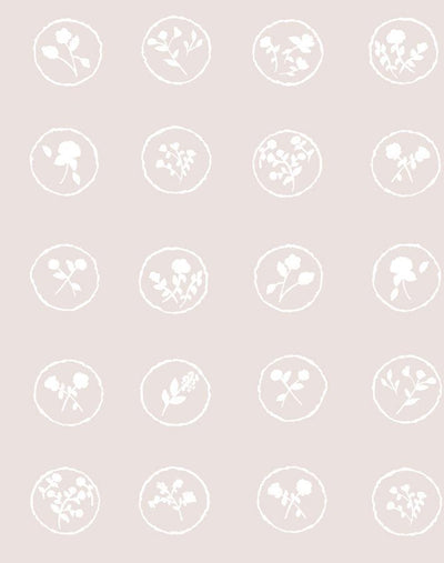 'Bonbon Floral' Wallpaper by Carly Beck - Oyster / White