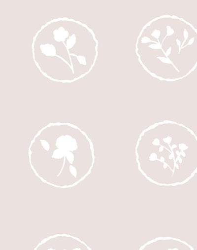 'Bonbon Floral' Wallpaper by Carly Beck - Oyster / White