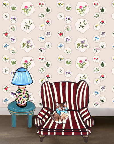 'Bouvier's Botanical' Wallpaper by Carly Beck - Neutral