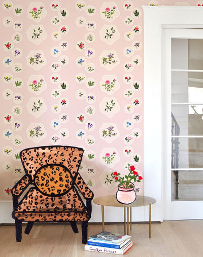 'Bouvier's Botanical' Wallpaper by Carly Beck - Pink