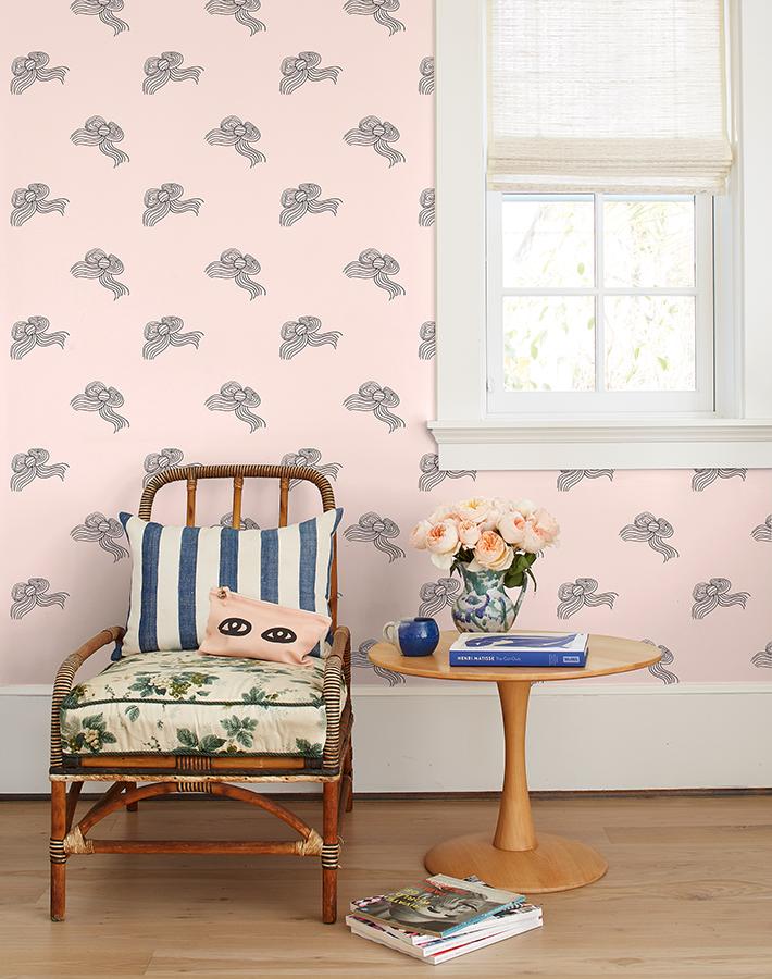 'Bows' Wallpaper by Clare V. - Charcoal Shell