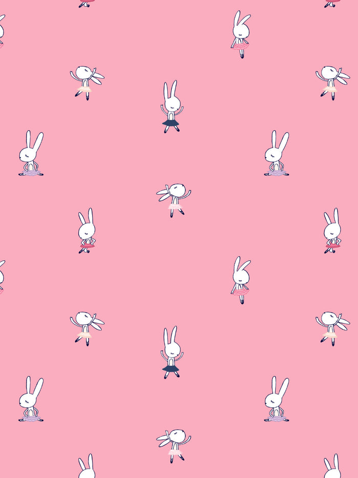 'Ballet Bunnies' Wallpaper by Tea Collection - Bubblegum