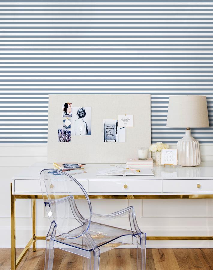'Cabana Stripe' Wallpaper by Sugar Paper - French Blue