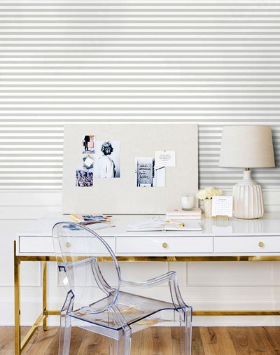 'Cabana Stripe' Wallpaper by Sugar Paper - Grey