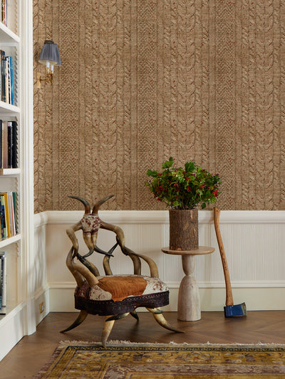 cable knit wallpaper by lingua franca brown