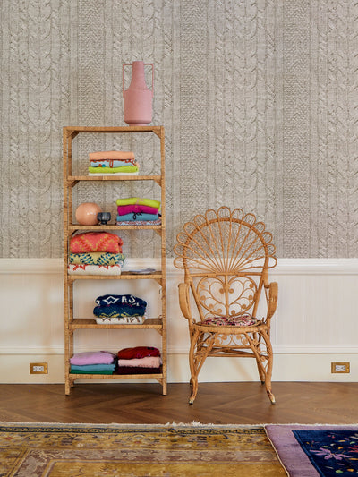 cable knit wallpaper by lingua franca cream