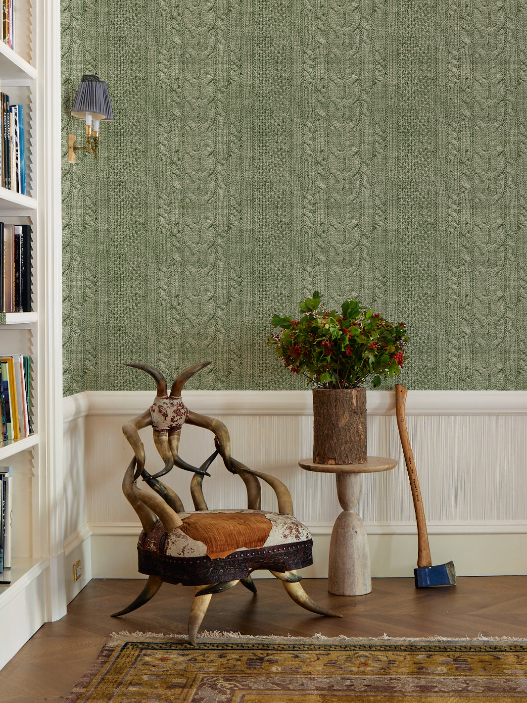 cable-knit-wallpaper-by-lingua-franca-hunter-green