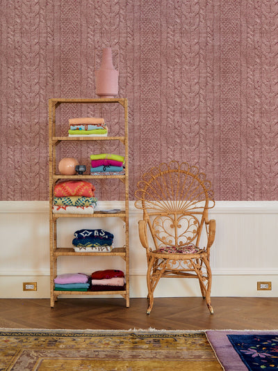 cable knit wallpaper by lingua franca mauve