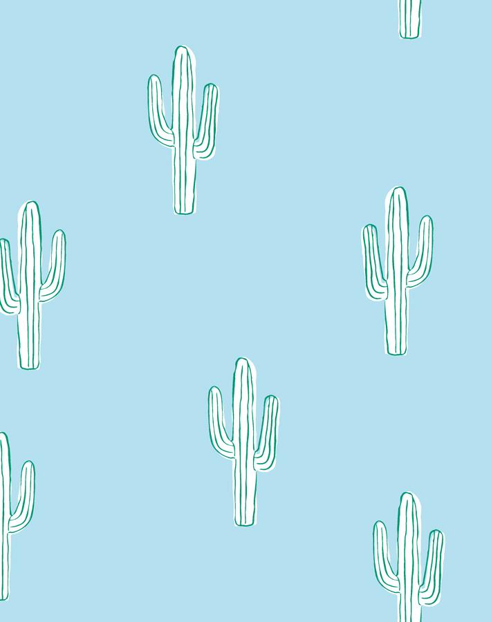'Cactus' Wallpaper by Tea Collection - Baby Blue
