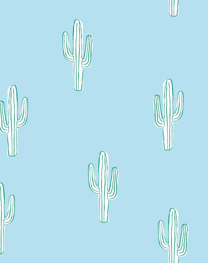 'Cactus' Wallpaper by Tea Collection - Baby Blue
