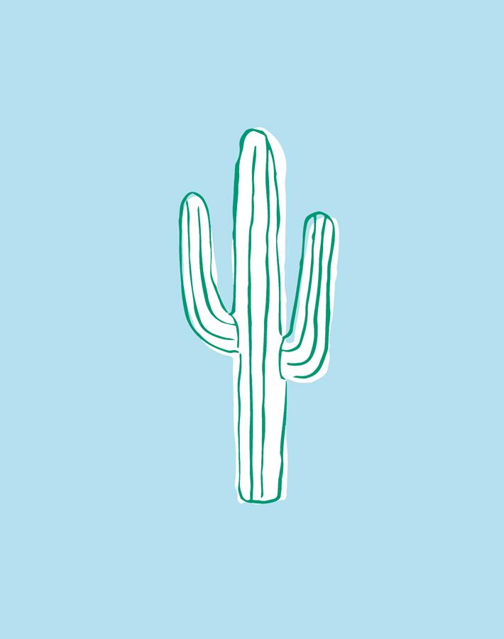 'Cactus' Wallpaper by Tea Collection - Baby Blue
