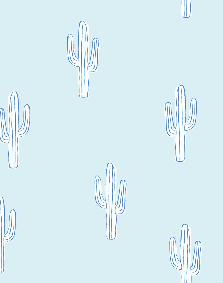 'Cactus' Wallpaper by Tea Collection - Pale Blue