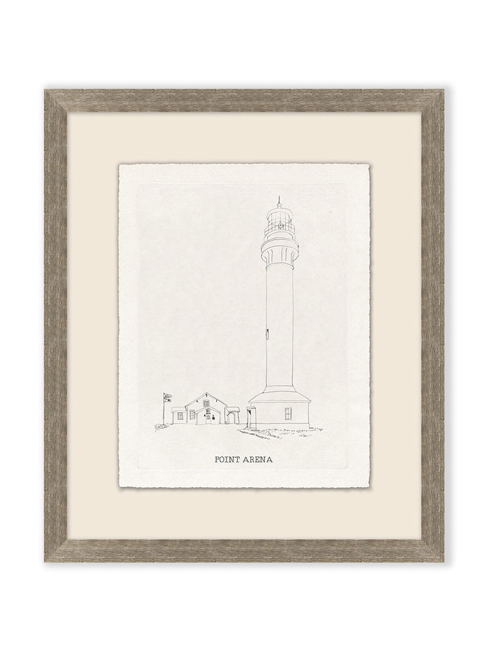 'California Lighthouse Sketch 2' by Nathan Turner Framed Art