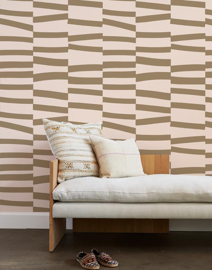 'Canals' Wallpaper by Clare V. - Brown / Peach