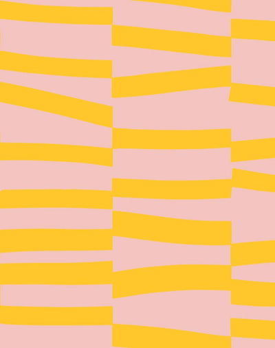 'Canals' Wallpaper by Clare V. - Gold /Pink