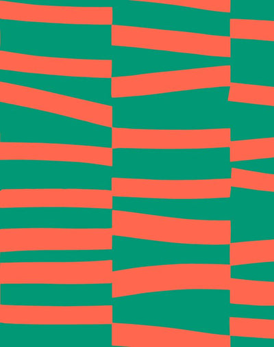 'Canals' Wallpaper by Clare V. - Retro Red / Green
