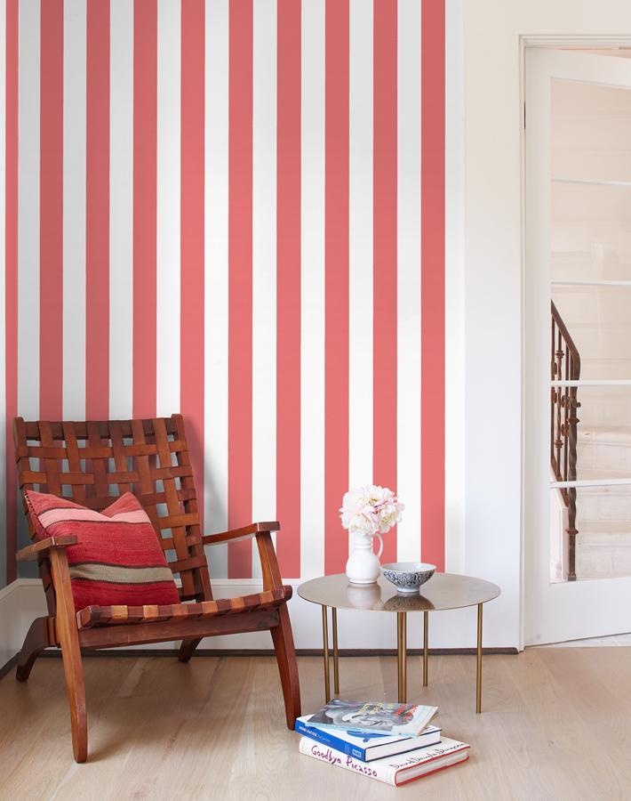 'Candy Stripe' Wallpaper by Wallshoppe - Watermelon