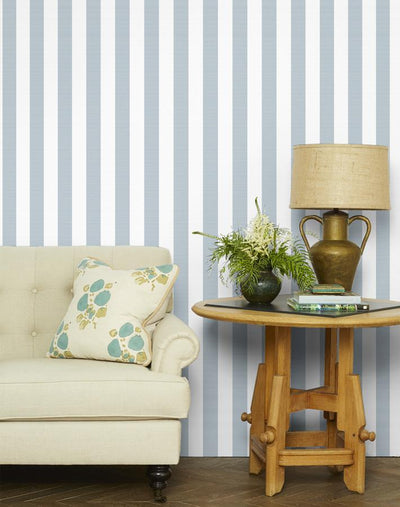 'Candy Stripe' Wallpaper by Wallshoppe - Silver