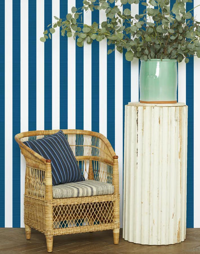 'Candy Stripe' Wallpaper by Wallshoppe - Blue