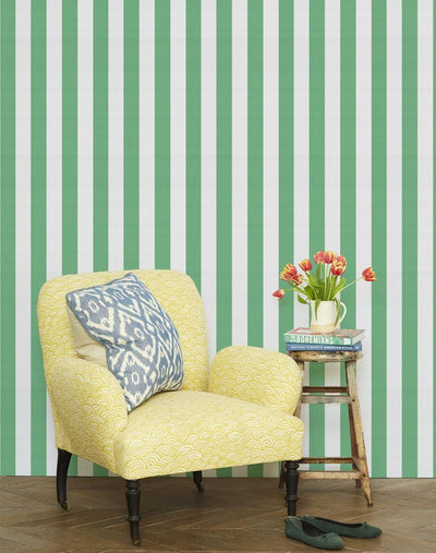 'Candy Stripe' Wallpaper by Wallshoppe - Green