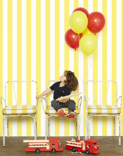 'Candy Stripe' Wallpaper by Wallshoppe - Lemon