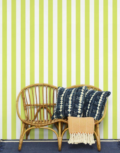 'Candy Stripe' Wallpaper by Wallshoppe - Lime