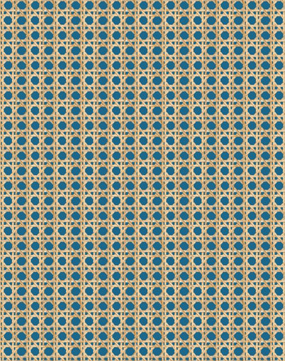 'Faux Caning' Wallpaper by Wallshoppe - Cadet Blue