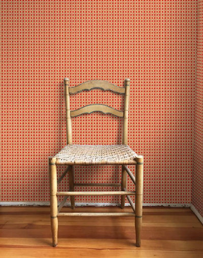 'Faux Caning' Wallpaper by Wallshoppe - Red