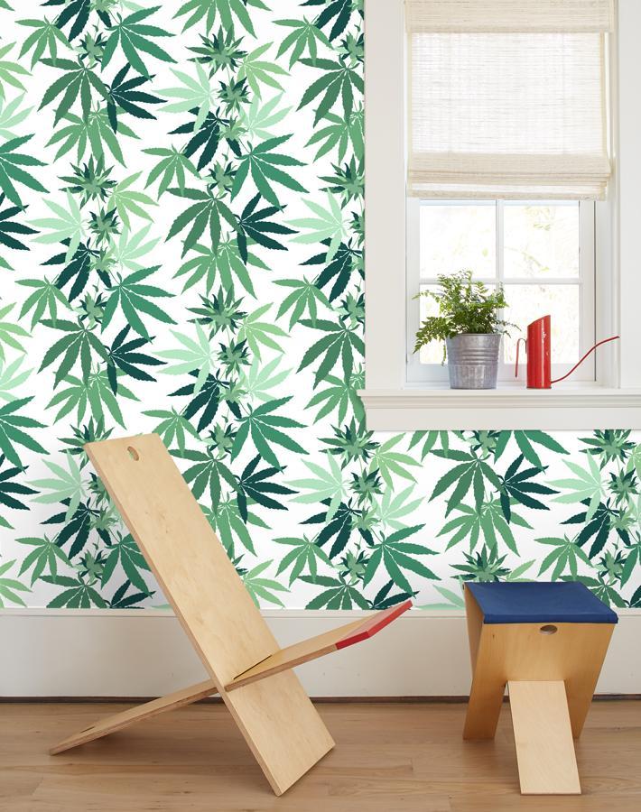 'Cannabis' Wallpaper by Nathan Turner - White