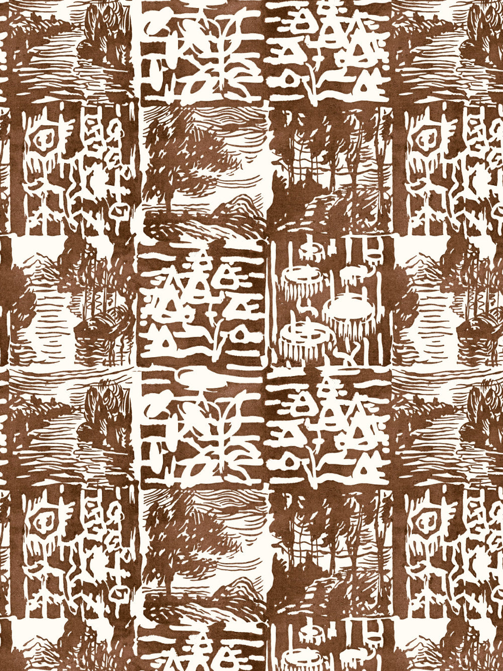 checkerboard-block-print-wallpaper-chris-benz-dark-brown