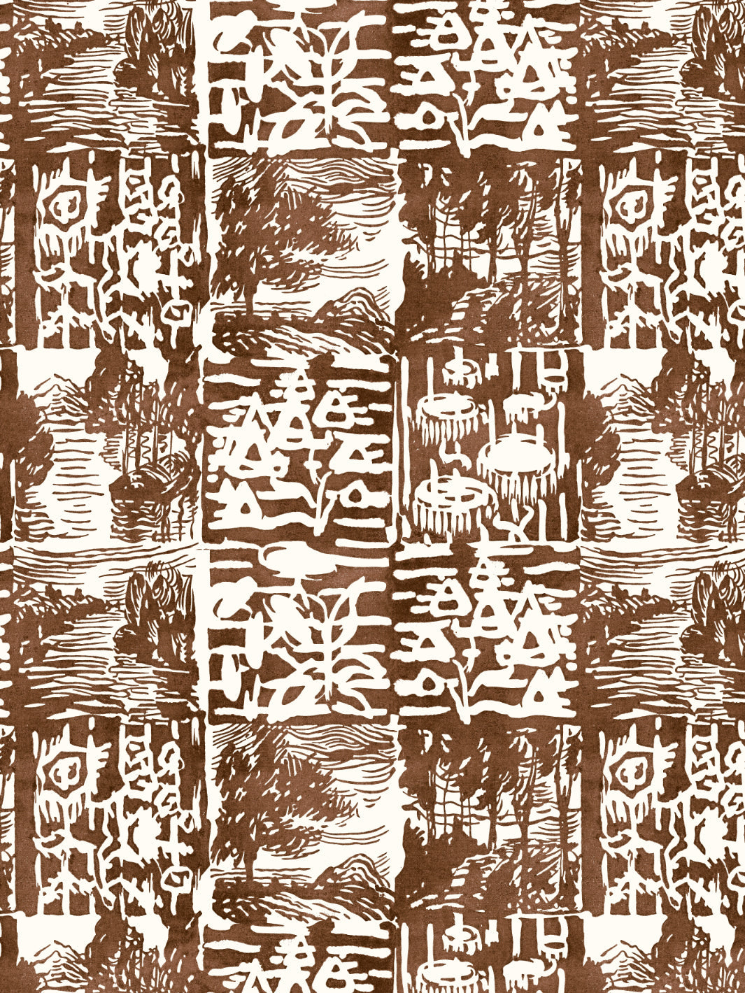 checkerboard-block-print-wallpaper-chris-benz-dark-brown