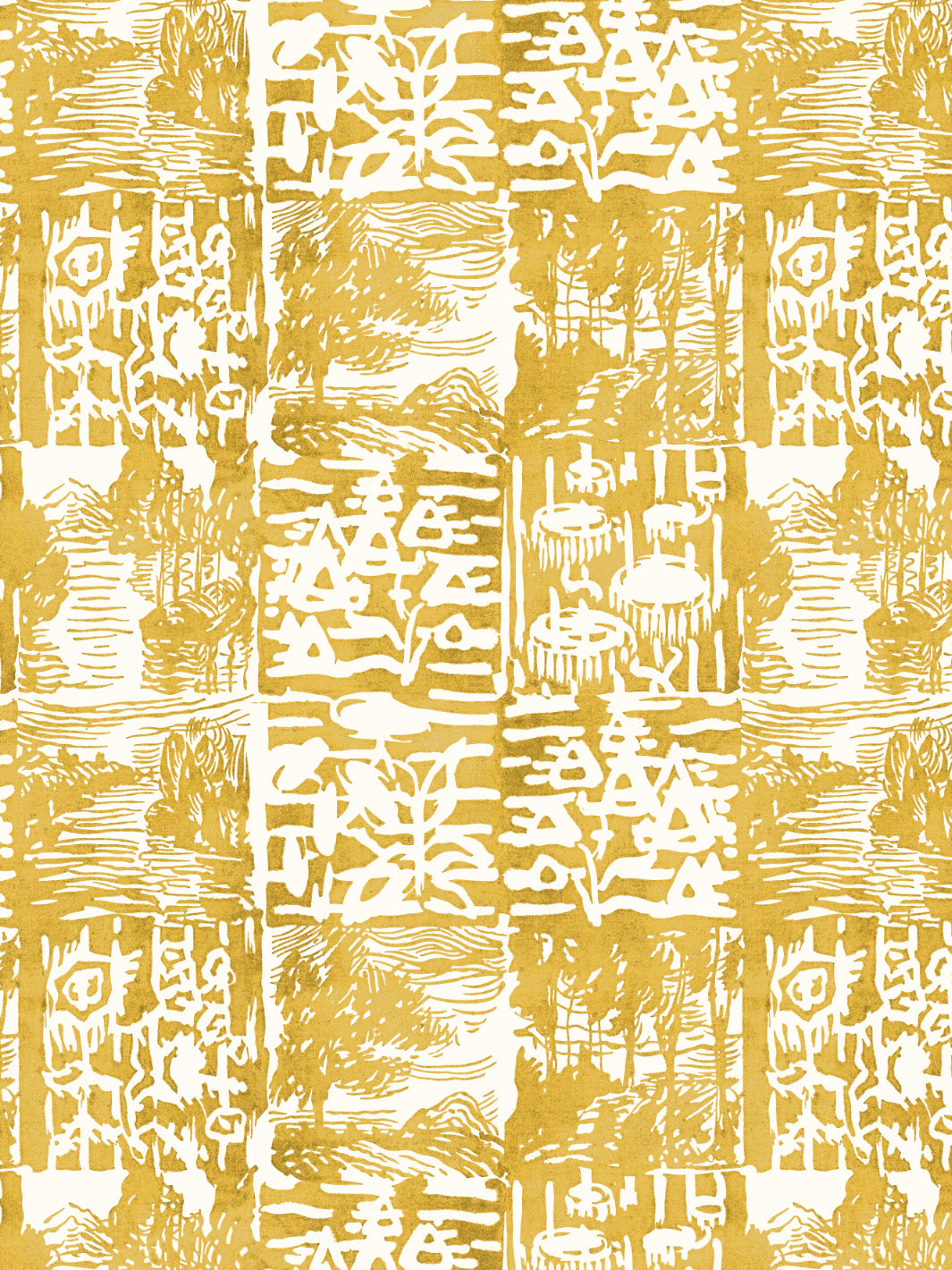 checkerboard block print wallpaper chris benz goldenrod