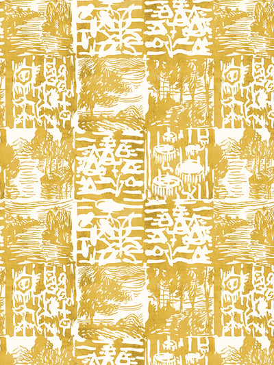 checkerboard block print wallpaper chris benz goldenrod