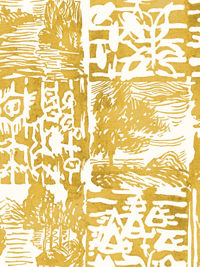 checkerboard block print wallpaper chris benz goldenrod