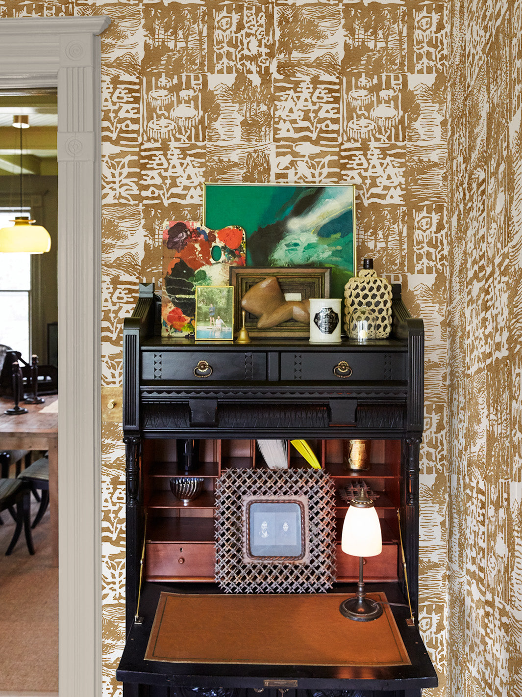 'Checkerboard Block Print' Wallpaper by Chris Benz - Leather
