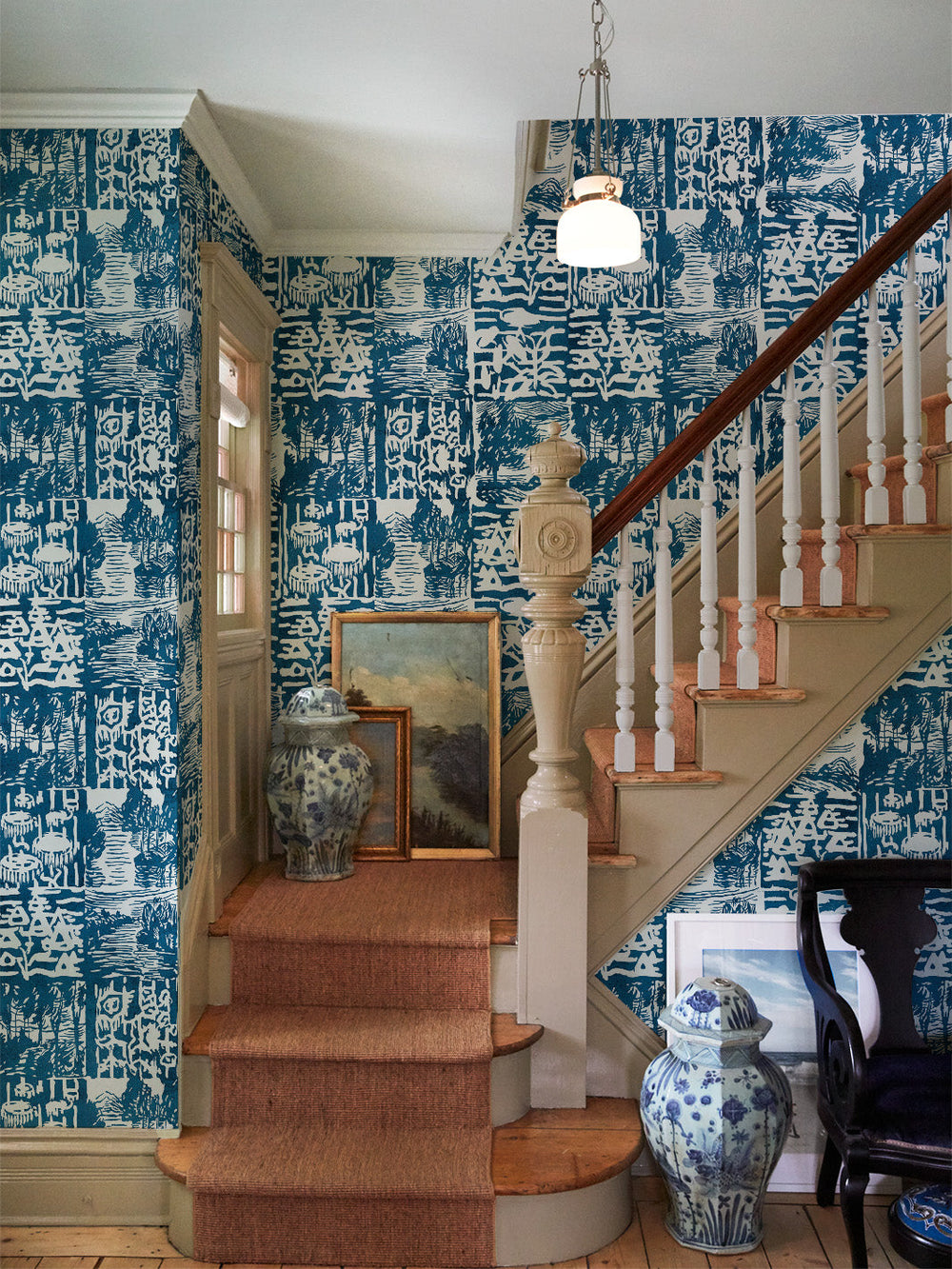 checkerboard-block-print-wallpaper-chris-benz-navy