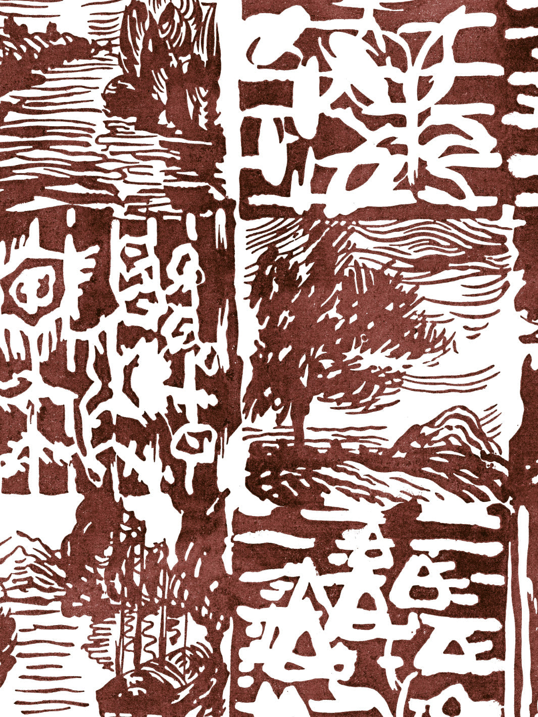 checkerboard block print wallpaper chris benz rust