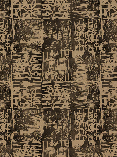 checkerboard block print kraft wallpaper chris benz black
